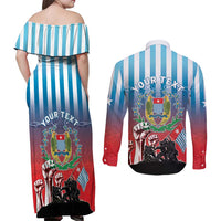 Personalised Free West Papua Couples Matching Off Shoulder Maxi Dress and Long Sleeve Button Shirt One People One Soul Unique Style LT05 - Polynesian Pride