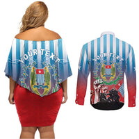 Personalised Free West Papua Couples Matching Off Shoulder Short Dress and Long Sleeve Button Shirt One People One Soul Unique Style LT05 - Polynesian Pride