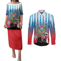 Personalised Free West Papua Couples Matching Puletasi and Long Sleeve Button Shirt One People One Soul Unique Style - Polynesian Pride