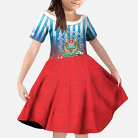 Personalised Free West Papua Family Matching Puletasi and Hawaiian Shirt One People One Soul Unique Style LT05 Daughter's Dress Blue - Polynesian Pride