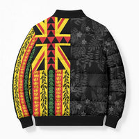 Hawaii Maoli Spirit Bomber Puffer Jacket Kakau Pattern With Flower Lei LT05 - Polynesian Pride