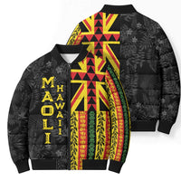 Hawaii Maoli Spirit Bomber Puffer Jacket Kakau Pattern With Flower Lei LT05 - Polynesian Pride