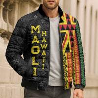 Hawaii Maoli Spirit Bomber Puffer Jacket Kakau Pattern With Flower Lei LT05 - Polynesian Pride