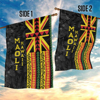 Hawaii Maoli Spirit Garden Flag Kakau Pattern With Flower Lei LT05 - Polynesian Pride