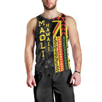 Hawaii Maoli Spirit Men Tank Top Kakau Pattern With Flower Lei - Polynesian Pride