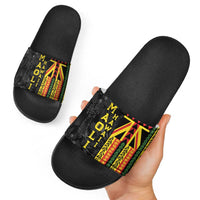 Hawaii Maoli Spirit Slide Sandals Kakau Pattern With Flower Lei LT05 - Polynesian Pride
