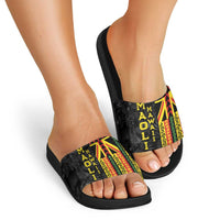 Hawaii Maoli Spirit Slide Sandals Kakau Pattern With Flower Lei LT05 - Polynesian Pride