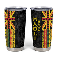 Hawaii Maoli Spirit Tumbler Cup Kakau Pattern With Flower Lei LT05 Black - Polynesian Pride