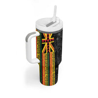 Hawaii Maoli Spirit Tumbler With Handle Kakau Pattern With Flower Lei LT05 - Polynesian Pride
