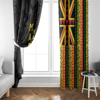 Hawaii Maoli Spirit Window Curtain Kakau Pattern With Flower Lei - Polynesian Pride