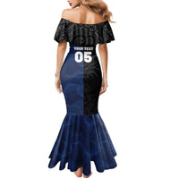 France And New Zealand Rugby Custom Family Matching Mermaid Dress and Hawaiian Shirt Les Bleus Rooster With Maori Tiki - Polynesian Pride
