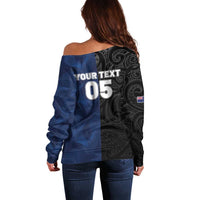 France And New Zealand Rugby Custom Off Shoulder Sweater Les Bleus Rooster With Maori Tiki LT05 - Polynesian Pride