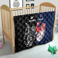 France And New Zealand Rugby Quilt Les Bleus Rooster With Maori Tiki LT05 - Polynesian Pride