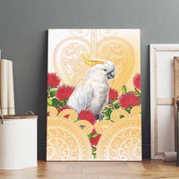 New Zealand Aotearoa Cockatoo Canvas Wall Art Maori Pattern With Pohutukawa Flowers LT05 - Polynesian Pride