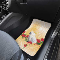 New Zealand Aotearoa Cockatoo Car Mats Maori Pattern With Pohutukawa Flowers LT05 - Polynesian Pride