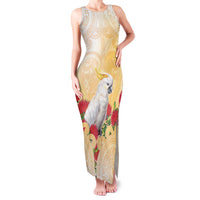 New Zealand Aotearoa Cockatoo Family Matching Tank Maxi Dress and Hawaiian Shirt Maori Pattern With Pohutukawa Flowers