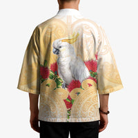 New Zealand Aotearoa Cockatoo Kimono Maori Pattern With Pohutukawa Flowers