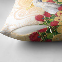New Zealand Aotearoa Cockatoo Pillow Cover Maori Pattern With Pohutukawa Flowers