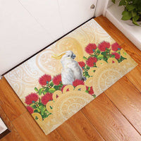 New Zealand Aotearoa Cockatoo Rubber Doormat Maori Pattern With Pohutukawa Flowers LT05 - Polynesian Pride