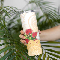 New Zealand Aotearoa Cockatoo Skinny Tumbler Maori Pattern With Pohutukawa Flowers
