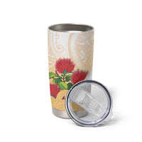 New Zealand Aotearoa Cockatoo Tumbler Cup Maori Pattern With Pohutukawa Flowers LT05 - Polynesian Pride