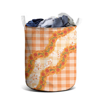 Orange Hawaii Palaka Laundry Basket Hawaiian Ilima Lei