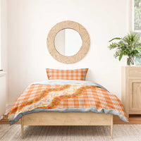 Orange Hawaii Palaka Bedding Set Hawaiian Ilima Lei