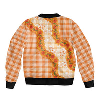 Orange Hawaii Palaka Bomber Jacket Hawaiian Ilima Lei