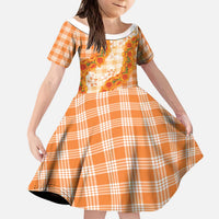 Orange Hawaii Palaka Kid Short Sleeve Dress Hawaiian Ilima Lei LT05 KID Orange - Polynesian Pride