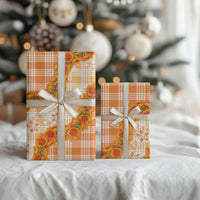 Orange Hawaii Palaka Wrapping Paper Hawaiian Ilima Lei