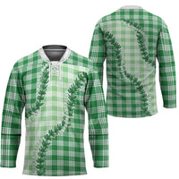 Green Hawaii Palaka Hockey Jersey Hawaiian Pikake Lei