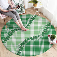 Green Hawaii Palaka Round Carpet Hawaiian Pikake Lei