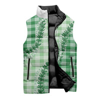 Green Hawaii Palaka Sleeveless Puffer Jacket Hawaiian Pikake Lei