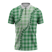 Green Hawaii Palaka Zipper Polo Shirt Hawaiian Pikake Lei LT05 Green - Polynesian Pride