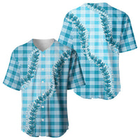Blue Hawaii Palaka Baseball Jersey Hawaiian Pikake Lei