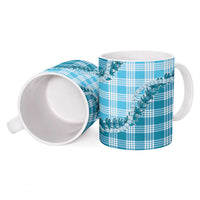 Blue Hawaii Palaka Ceramic Mug Hawaiian Pikake Lei