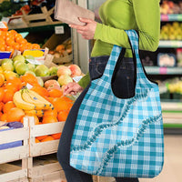 Blue Hawaii Palaka Grocery Bag Hawaiian Pikake Lei