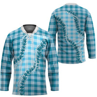 Blue Hawaii Palaka Hockey Jersey Hawaiian Pikake Lei