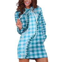 Blue Hawaii Palaka Hoodie Dress Hawaiian Pikake Lei LT05 Blue - Polynesian Pride