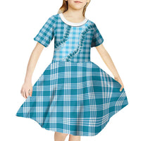 Blue Hawaii Palaka Kid Short Sleeve Dress Hawaiian Pikake Lei