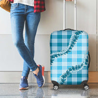 Blue Hawaii Palaka Luggage Cover Hawaiian Pikake Lei
