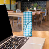 Blue Hawaii Palaka Skinny Tumbler Hawaiian Pikake Lei