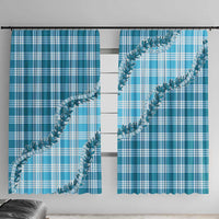 Blue Hawaii Palaka Window Curtain Hawaiian Pikake Lei
