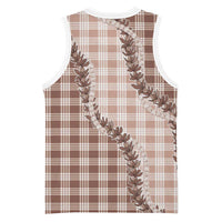 Beige Hawaii Palaka Basketball Jersey Hawaiian Pikake Lei