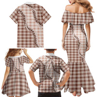 Beige Hawaii Palaka Family Matching Mermaid Dress and Hawaiian Shirt Hawaiian Pikake Lei