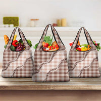 Beige Hawaii Palaka Grocery Bag Hawaiian Pikake Lei
