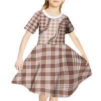 Beige Hawaii Palaka Kid Short Sleeve Dress Hawaiian Pikake Lei LT05 - Polynesian Pride