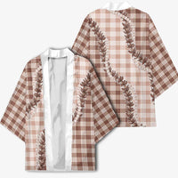Beige Hawaii Palaka Kimono Hawaiian Pikake Lei
