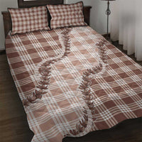 Beige Hawaii Palaka Quilt Bed Set Hawaiian Pikake Lei