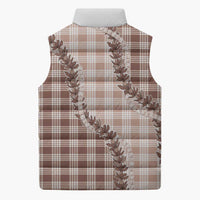 Beige Hawaii Palaka Sleeveless Puffer Jacket Hawaiian Pikake Lei